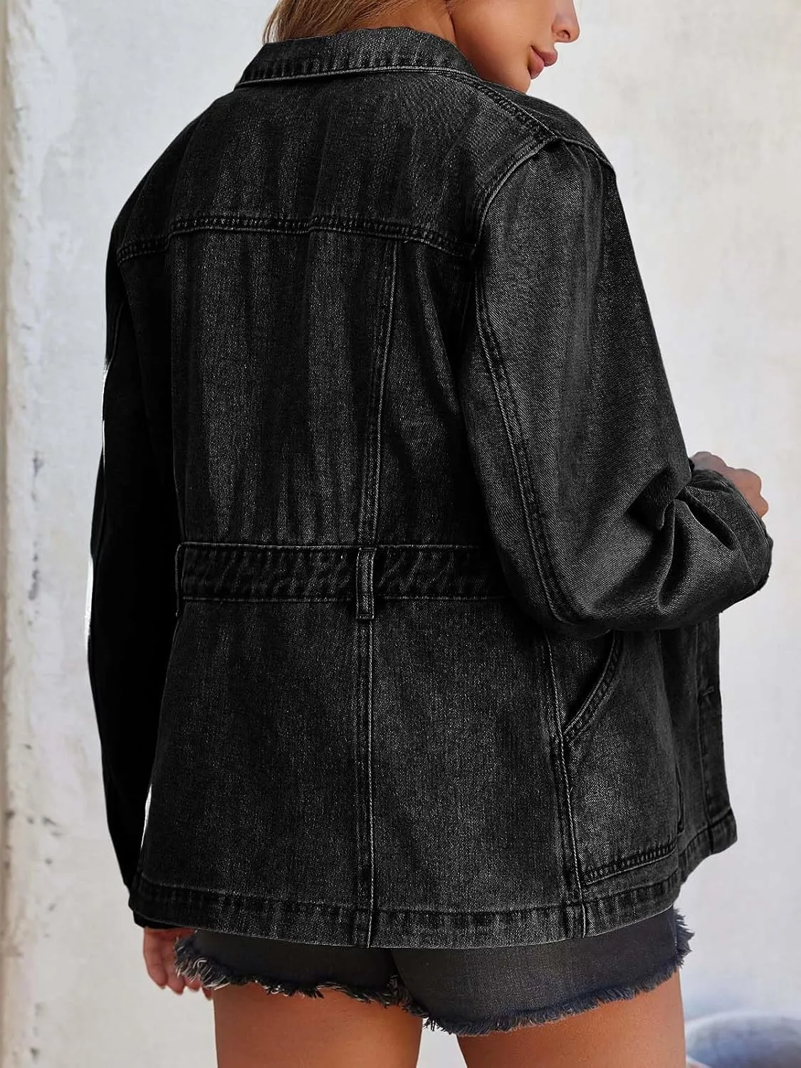 Tankaneo Womens Oversized Denim Jacket Distressed Button Down Boyfriend Jean Jackets 2025 Trendy Shacket