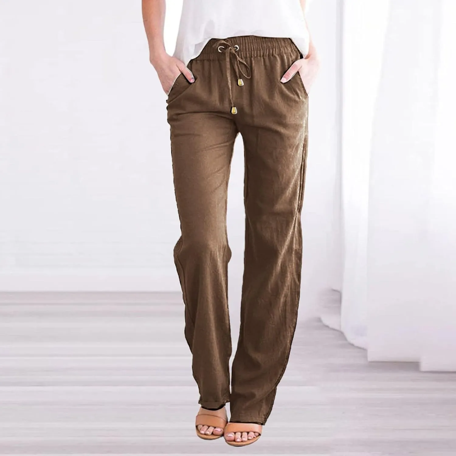 TARIENDY Pants for Women Dressy Casual High Waisted Lounge Trousers Elastic Workout Pants Loose Fitting Yoga Pant