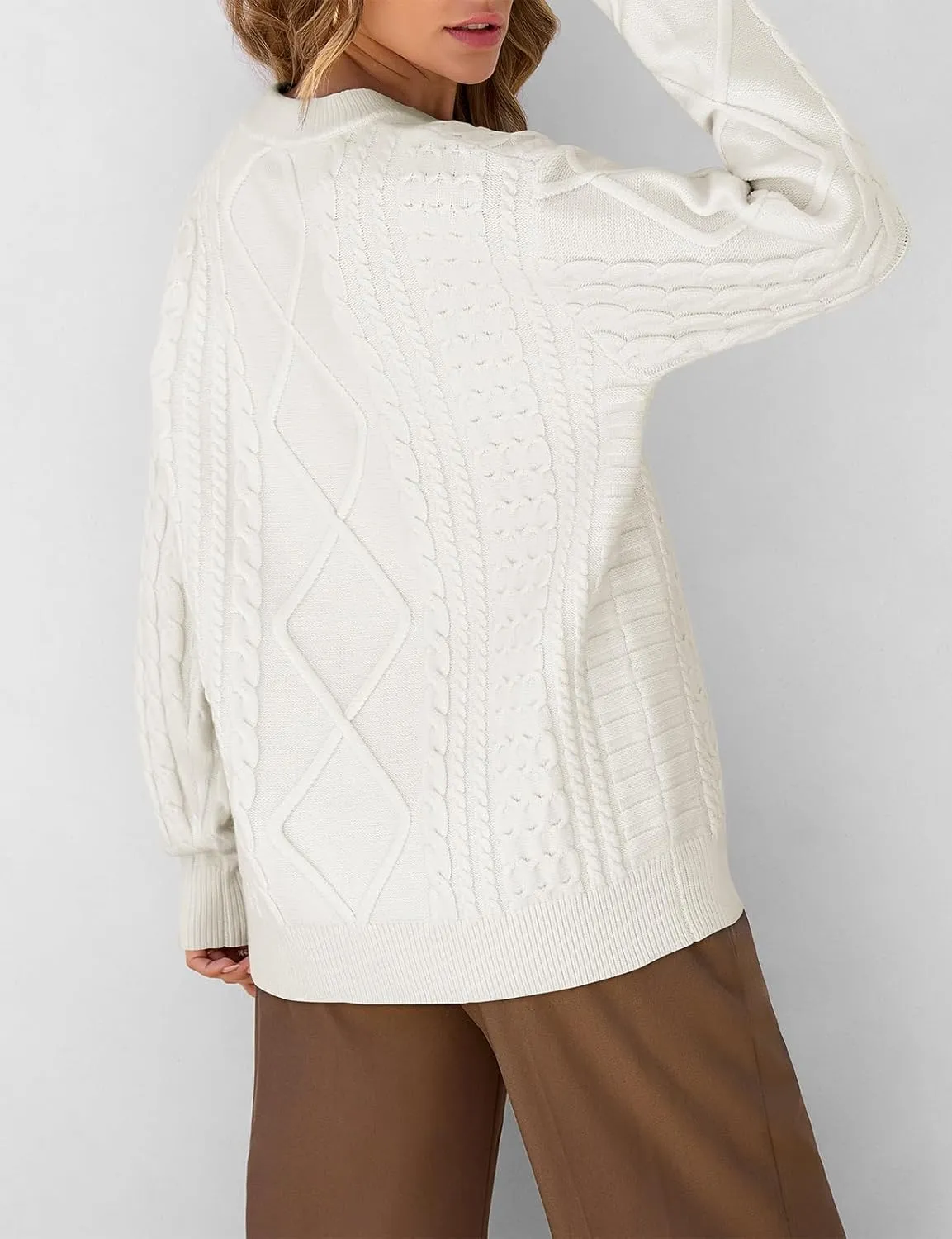 TARSE Womens Oversized Sweater Cable Knit Unisex Vintage Chunky Pullover Sweater Baggy Loose Fall Winter