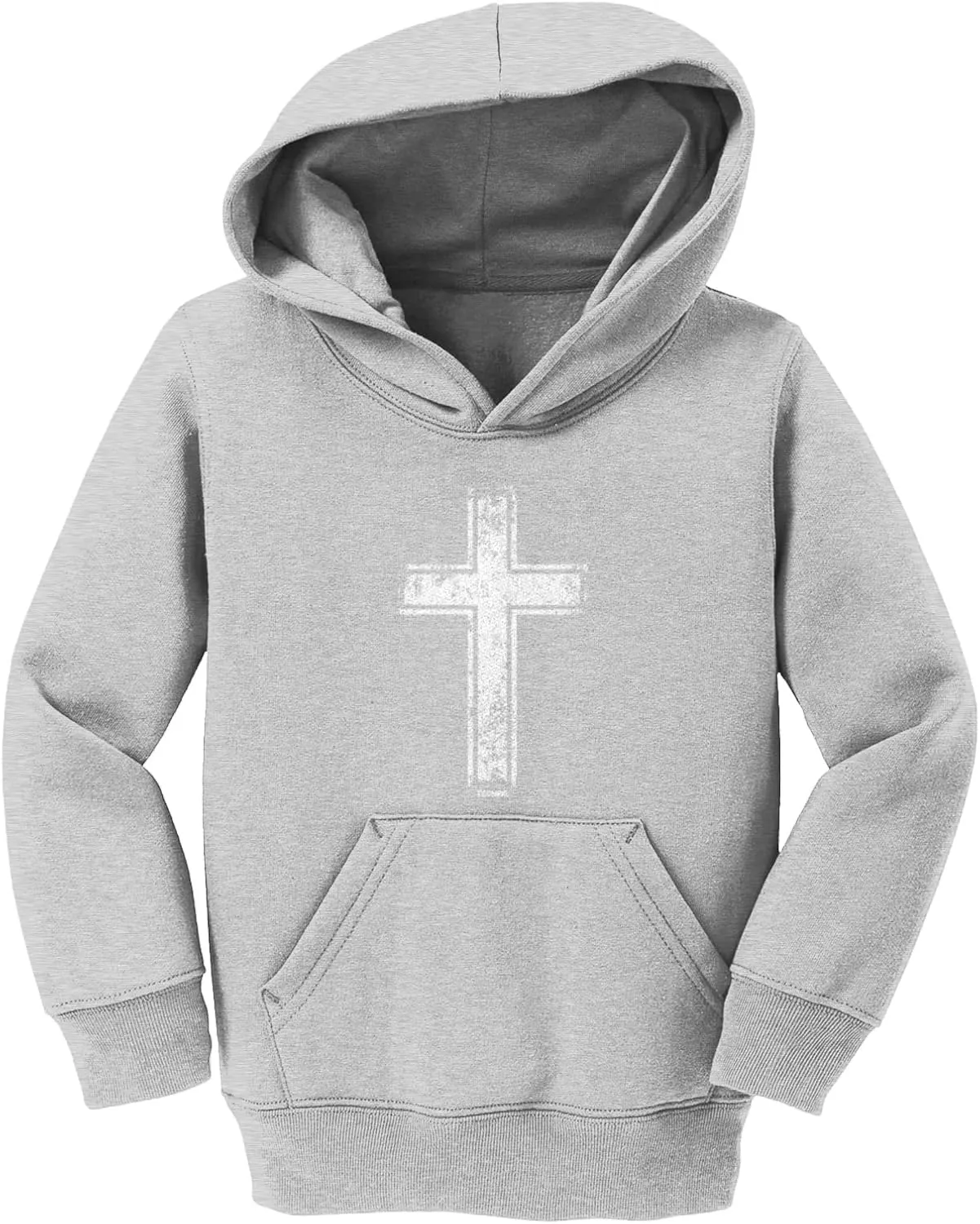 Tcombo Distressed Cross - Jesus Catholic Christian Toddler/Youth Fleece Hoodie