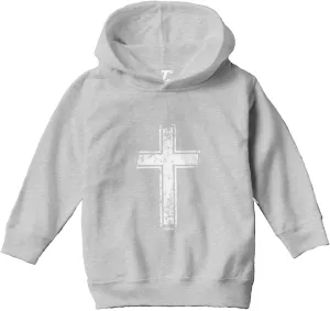Tcombo Distressed Cross - Jesus Catholic Christian Toddler/Youth Fleece Hoodie