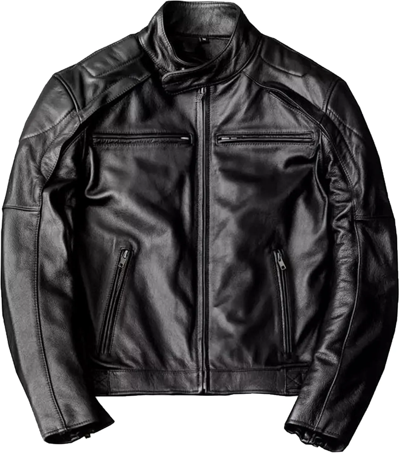 The Next Mens Cowhide Jacket Man Stand Collar Motorcycle Genuine Leather Jacket
