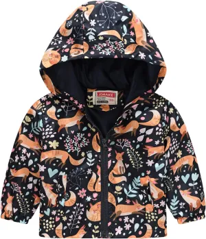 Toddler Baby Boys Cartoon Dinosaur Print Hooded Jacket Long Sleeve Windproof Coats Zip Up Trench Windbreaker Outerwear
