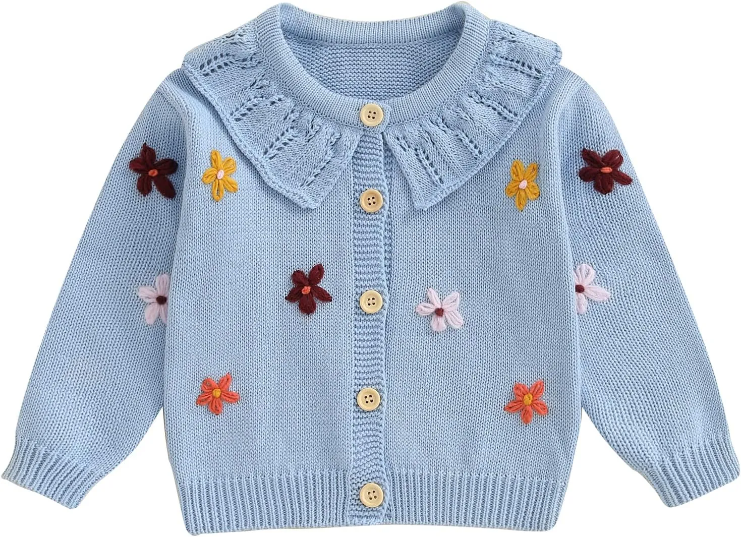 Toddler Baby Girl Fall Winter Clothes Cardigan Sweater Infant Knit Floral Knitwear Button Knitted Outwear Outfit