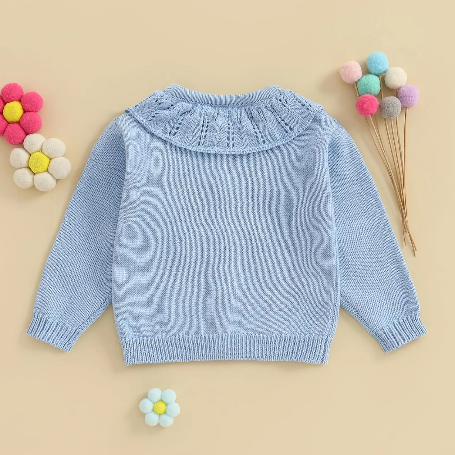 Toddler Baby Girl Fall Winter Clothes Cardigan Sweater Infant Knit Floral Knitwear Button Knitted Outwear Outfit