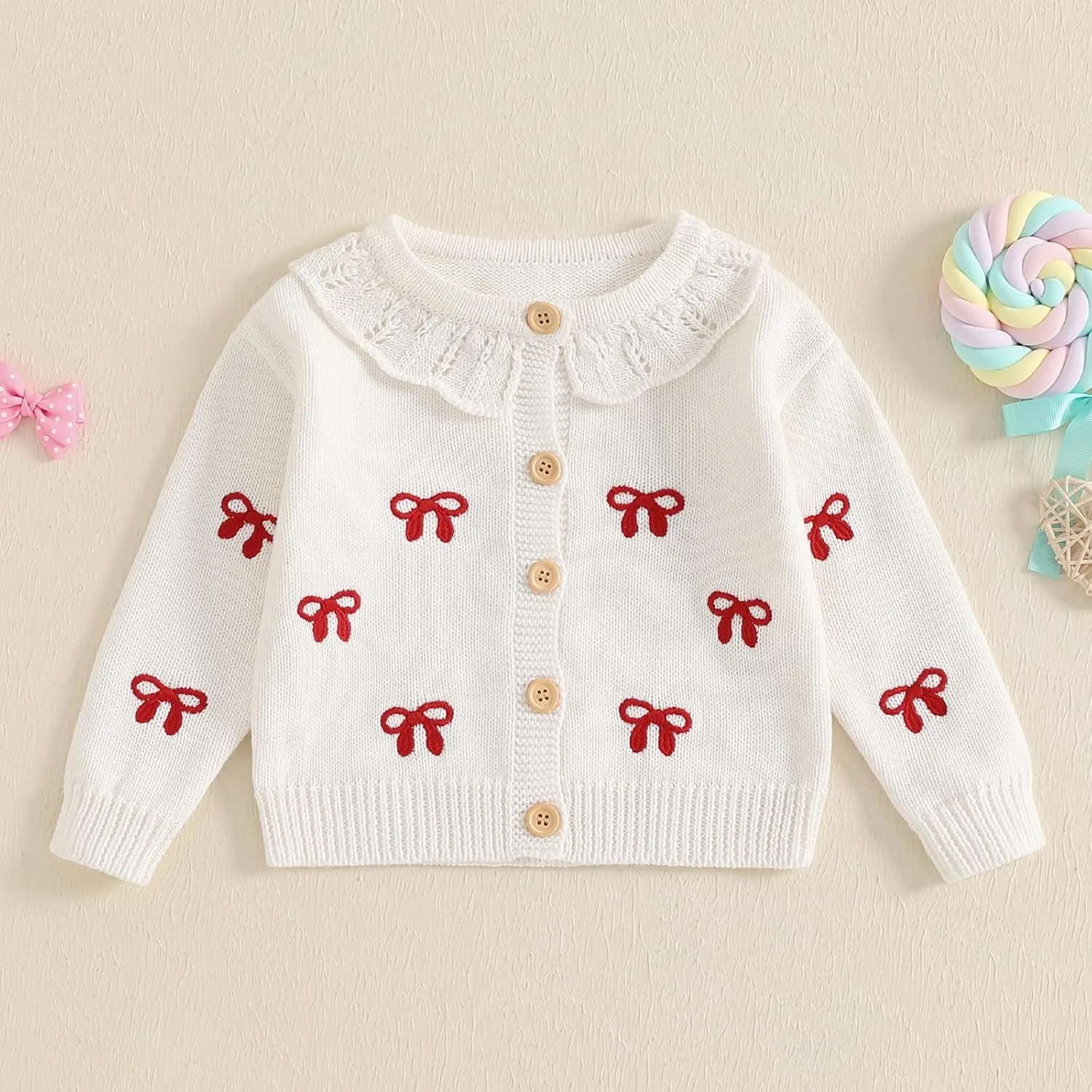 Toddler Baby Girl Thin Knit Sweater Coat Long Sleeve Button Up Cardigan Cable-Knit Knitwear Jacket Fall Winter Clothes