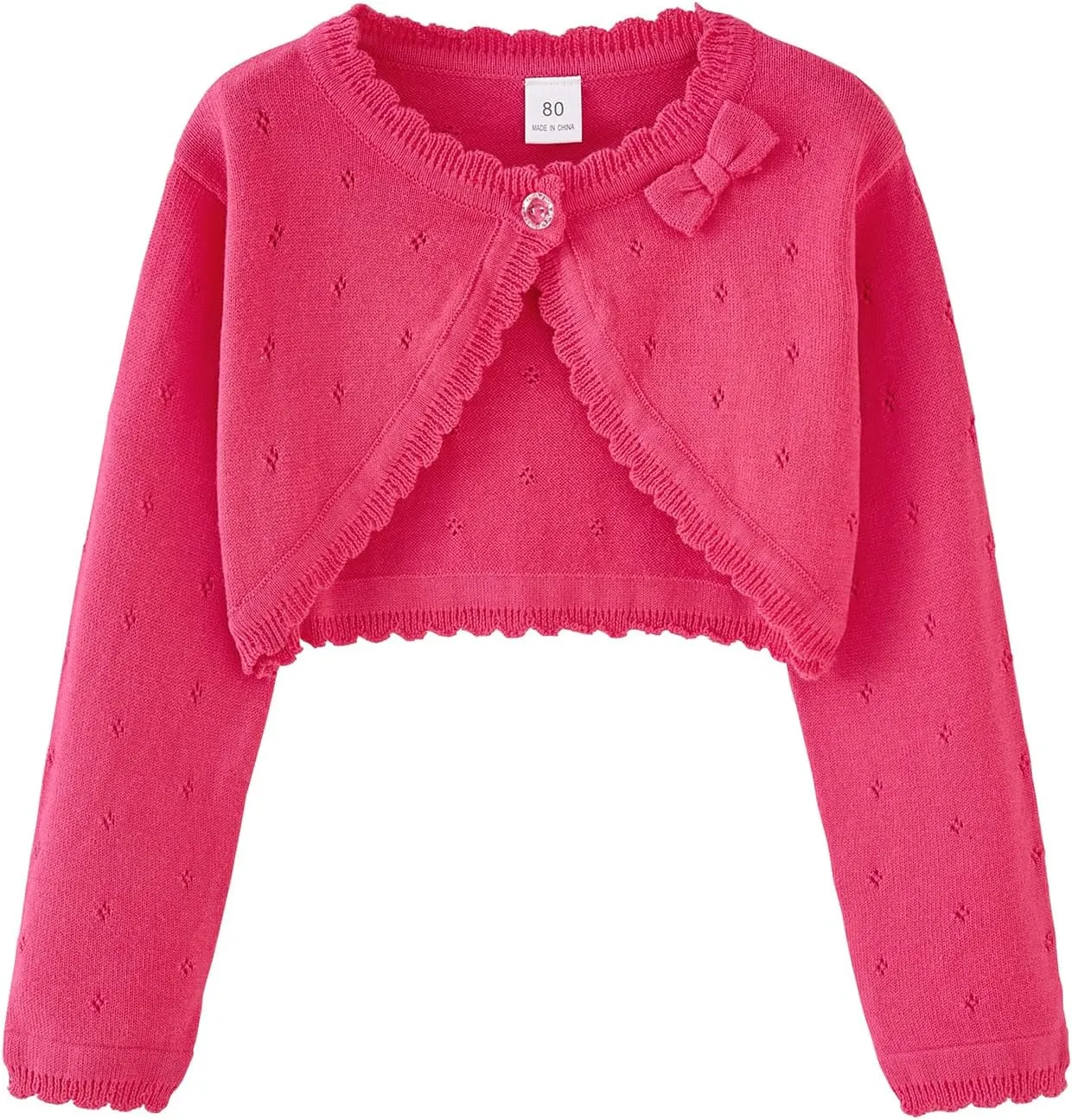 Toddler Girls Knit Cardigan Sweater Kids Bowknot Long Sleeve Dress Cover Up Size 12M-6T