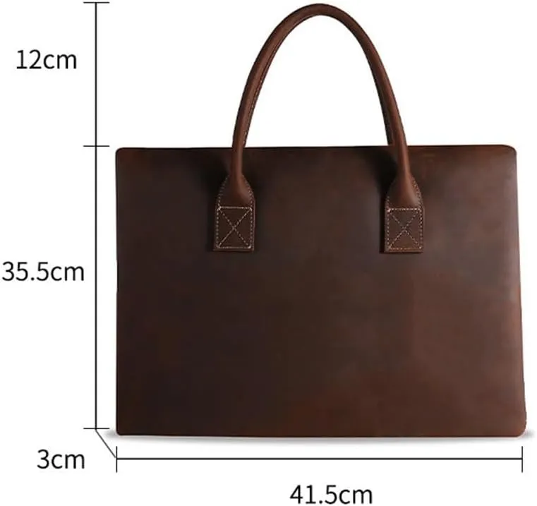 Top Layer Cowhide Laptop Bag Men's Tote Leather Large Capacity Business Briefcase