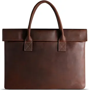 Top Layer Cowhide Laptop Bag Men's Tote Leather Large Capacity Business Briefcase