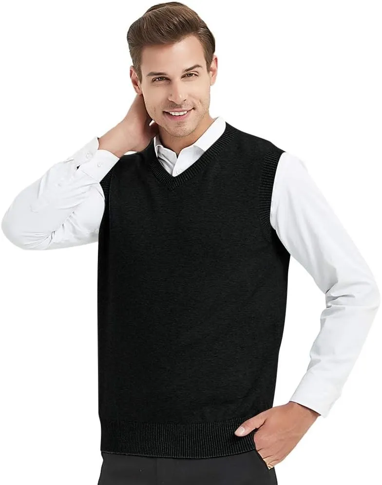 TopTie Men's 100% Cotton Knit Sweater Vest