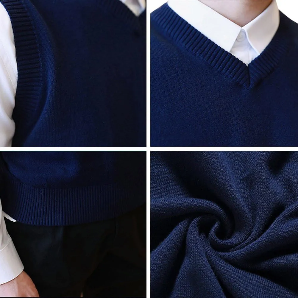 TopTie Men's 100% Cotton Knit Sweater Vest