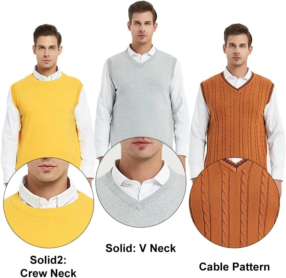 TopTie Men's 100% Cotton Knit Sweater Vest