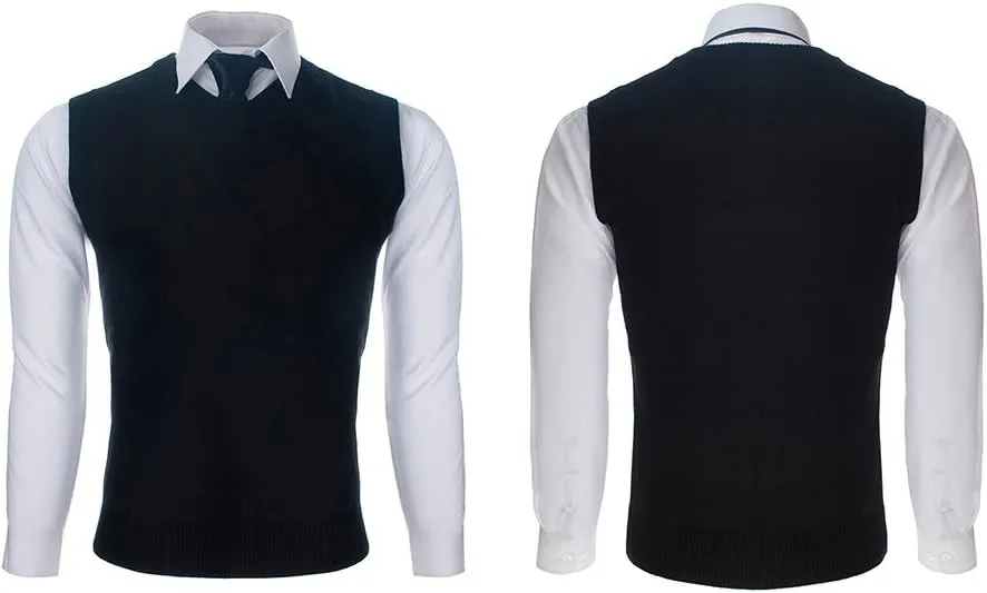 TopTie Men's 100% Cotton Knit Sweater Vest