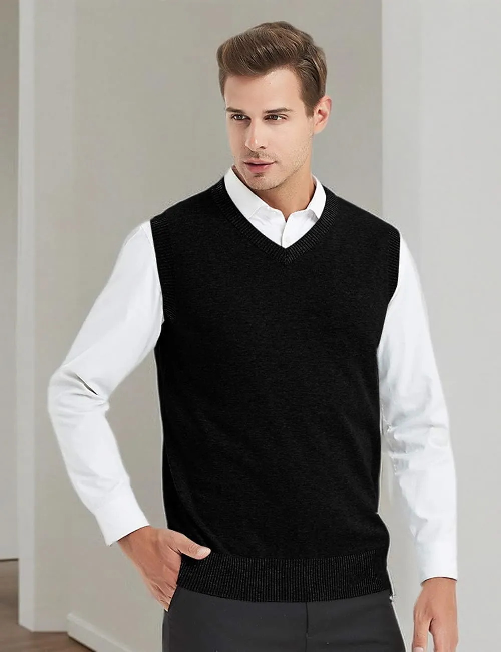 TopTie Men's 100% Cotton Knit Sweater Vest