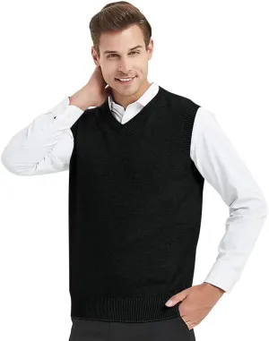 TopTie Men's 100% Cotton Knit Sweater Vest