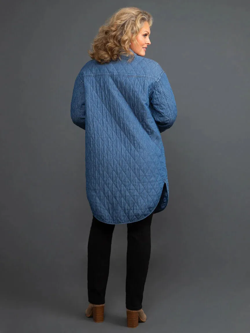 TR5578o Long Button Front Quilted Jacket