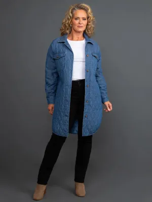 TR5578o Long Button Front Quilted Jacket