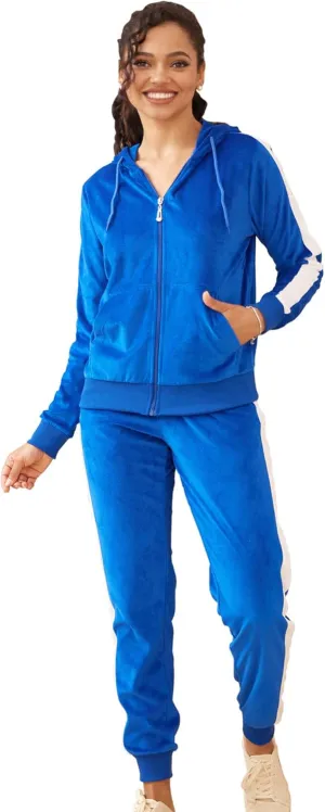 Tracksuit Sets Womens Fashion 2 Piece Sweatsuits Cozy Fleece Zip Up Hoodies and Sweatpants Jogging Sets