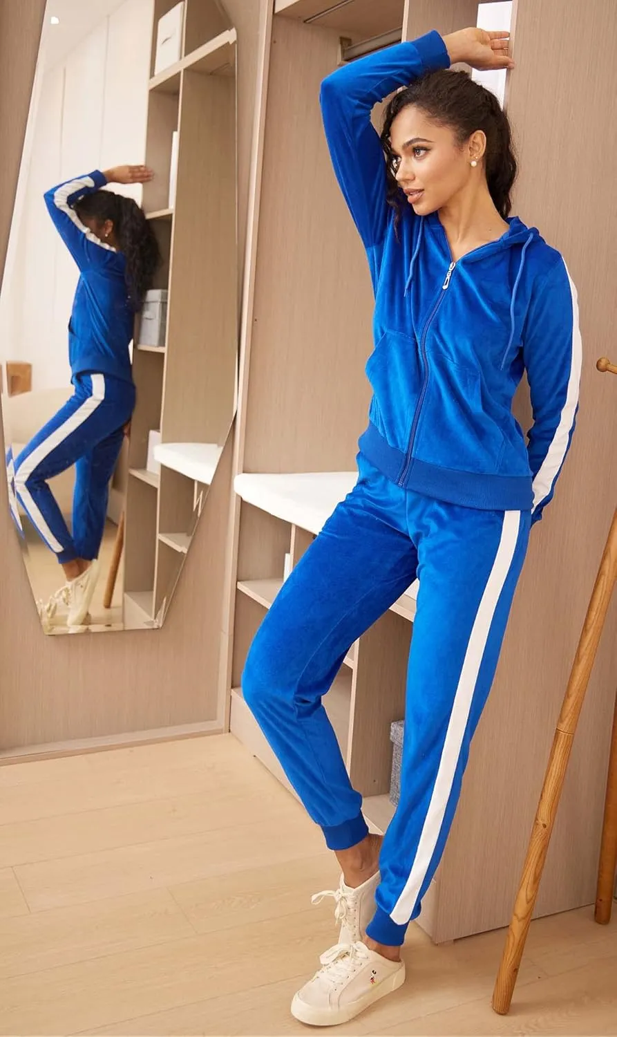 Tracksuit Sets Womens Fashion 2 Piece Sweatsuits Cozy Fleece Zip Up Hoodies and Sweatpants Jogging Sets