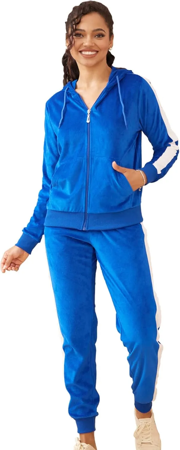Tracksuit Sets Womens Fashion 2 Piece Sweatsuits Cozy Fleece Zip Up Hoodies and Sweatpants Jogging Sets
