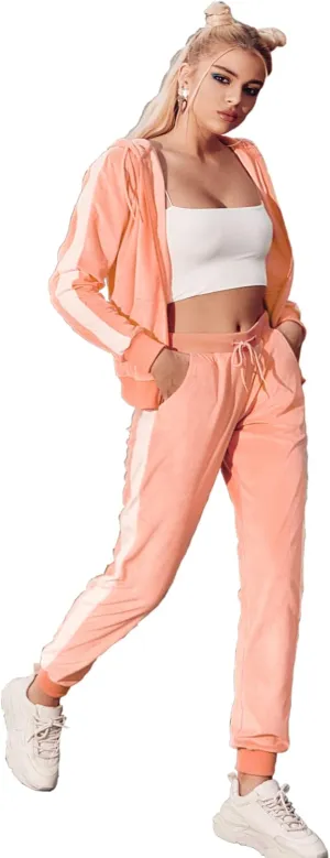 Tracksuit Sets Womens Fashion 2 Piece Sweatsuits Cozy Fleece Zip Up Hoodies and Sweatpants Jogging Sets