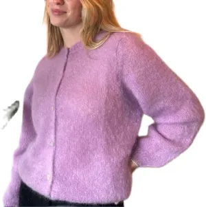UAURORAO Women Crewneck Sweater Cardigan Lightweight Button Down Fuzzy Knit Outwear Coats Cute Fluffy Sweater Jacket