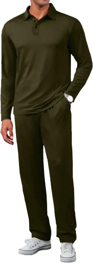 Uni Clau Men's Tracksuits 2 Piece Set Casual Sweatsuit Sets Polo Sweater and Sweatpants Suit Jogger Set Outfit