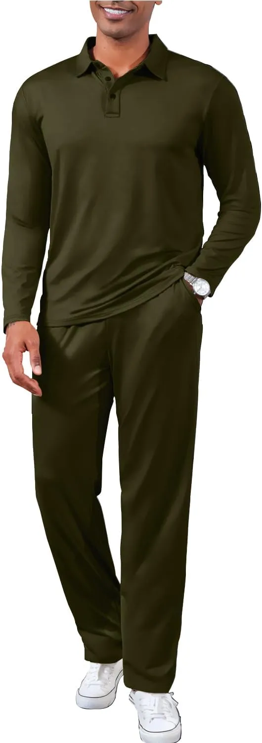 Uni Clau Men's Tracksuits 2 Piece Set Casual Sweatsuit Sets Polo Sweater and Sweatpants Suit Jogger Set Outfit