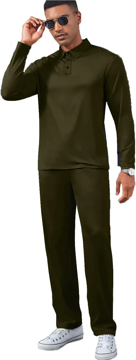 Uni Clau Men's Tracksuits 2 Piece Set Casual Sweatsuit Sets Polo Sweater and Sweatpants Suit Jogger Set Outfit