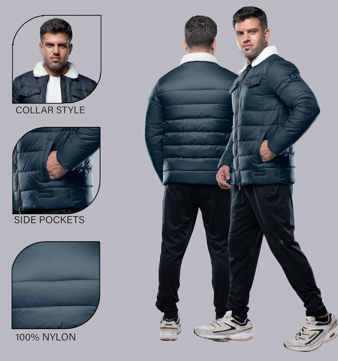 URBAN BUCK Mens Puffer Jackets Midweight Long Sleeves Windproof & Water Repellent Winter Down Recycled Bryce Men Hiking Coats