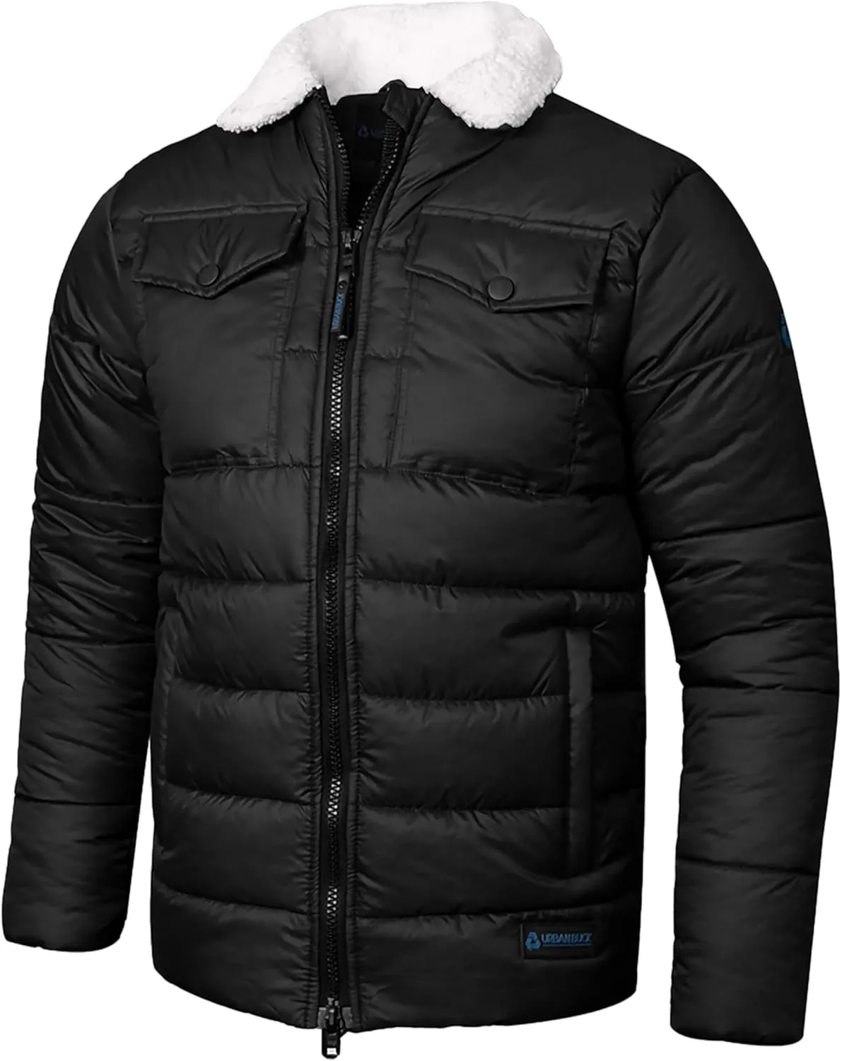 URBAN BUCK Mens Puffer Jackets Midweight Long Sleeves Windproof & Water Repellent Winter Down Recycled Bryce Men Hiking Coats