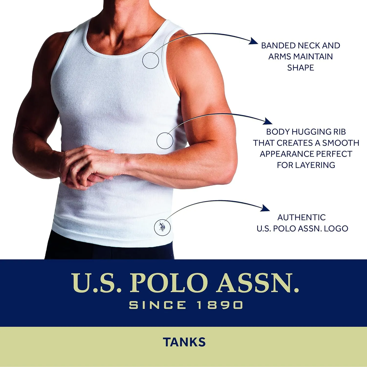 U.S. Polo Assn. Men's Undershirt - Classic Ribbed Tank Top (5 Pack)