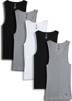 U.S. Polo Assn. Men's Undershirt - Classic Ribbed Tank Top (5 Pack)