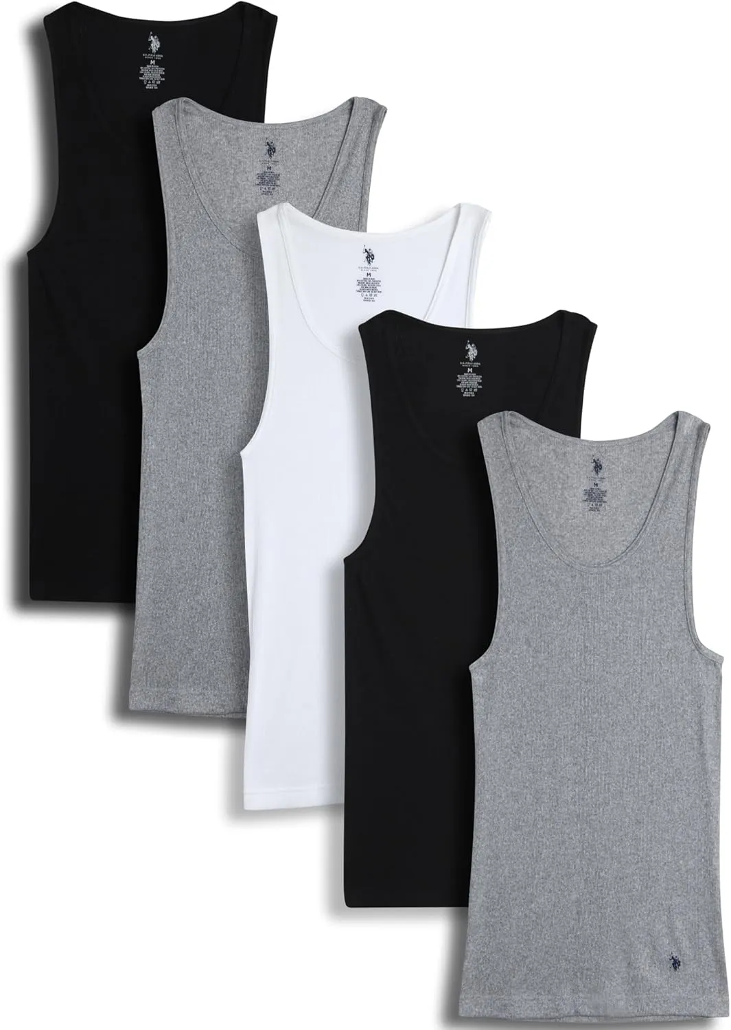 U.S. Polo Assn. Men's Undershirt - Classic Ribbed Tank Top (5 Pack)