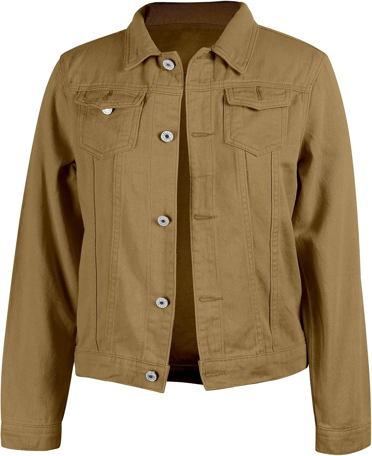 utcoco Women's Cropped Jean Jacket Long Sleeve Casual Button Down Denim Jacket