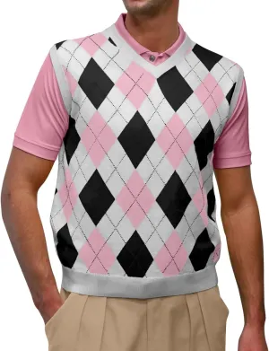 V-Neck Argyle Golf Sweater Vests - GolfKnickers: Mens - Pullover - (EE-6Z)