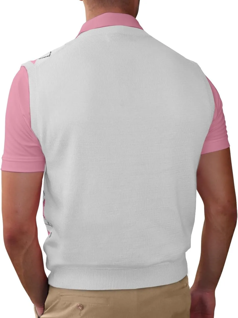 V-Neck Argyle Golf Sweater Vests - GolfKnickers: Mens - Pullover - (EE-6Z)