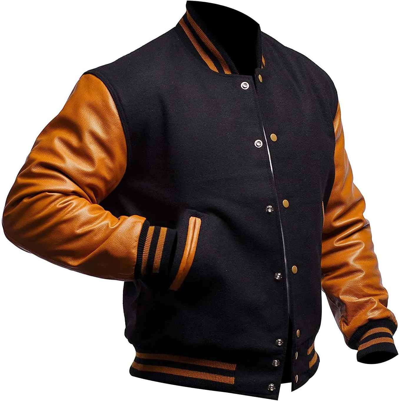 Varsity Blank Baseball College Bomber High School Plain Letterman Jacket Leather Sleeves Wool Coat