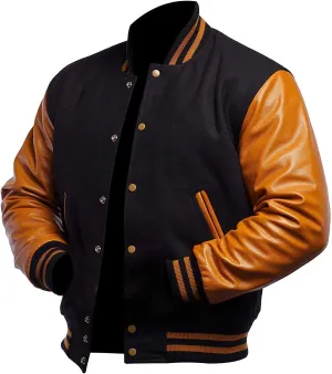 Varsity Blank Baseball College Bomber High School Plain Letterman Jacket Leather Sleeves Wool Coat