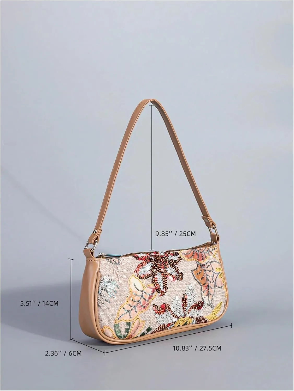 Verdusa Women's Floral Square Sequin Bag Top Handle Underarm Shoulder Handbags