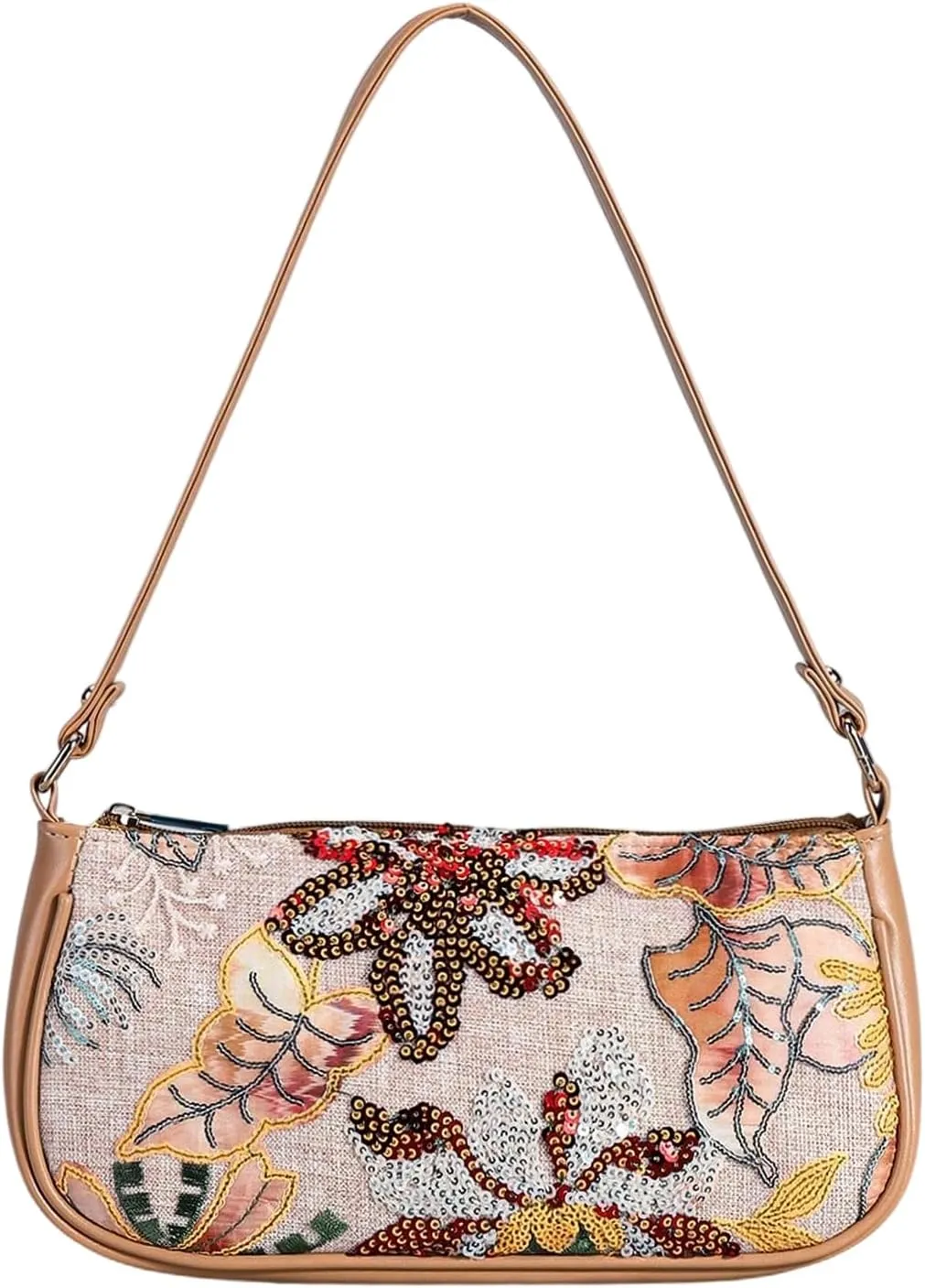 Verdusa Women's Floral Square Sequin Bag Top Handle Underarm Shoulder Handbags