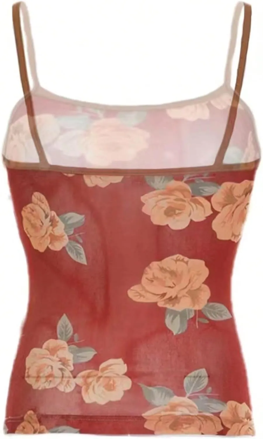 Verdusa Women's Y2K Floral Print Cami Top Scoop Neck Backless Fitted Camisole