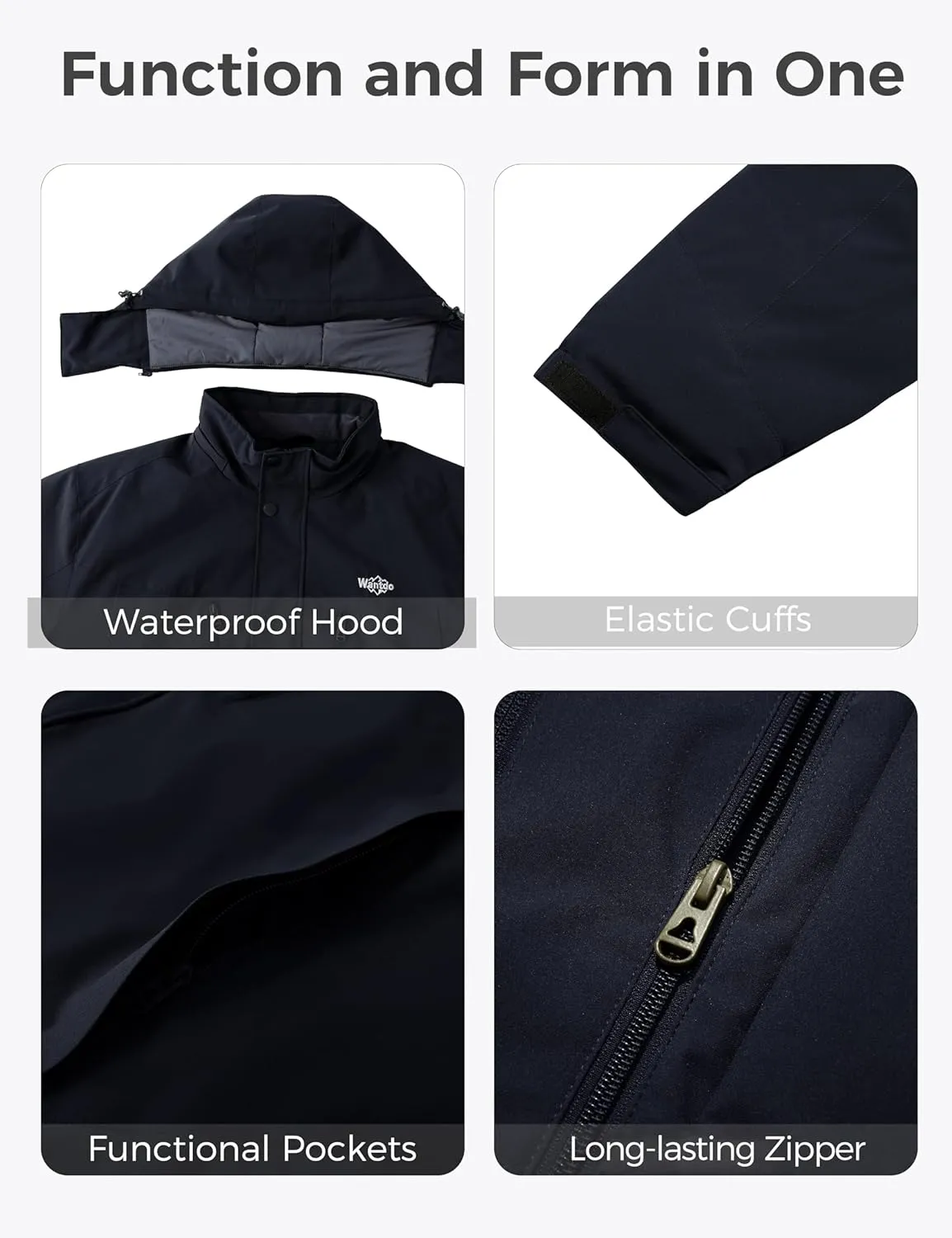 wantdo Men's Big and Tall Ski Jacket Waterproof Snowboarding Jacket Windproof Winter Coat with Hood