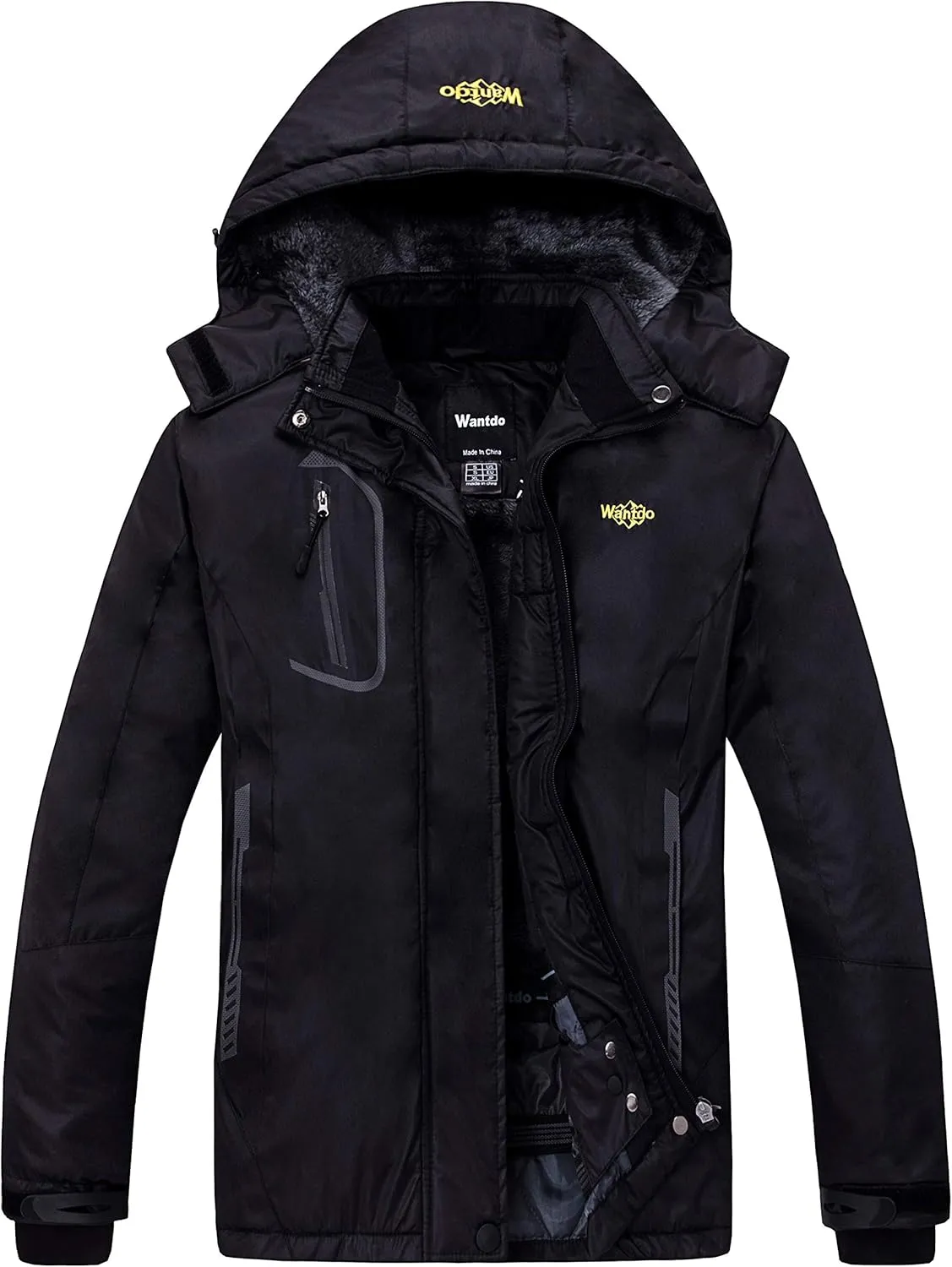 wantdo Women's Mountain Waterproof Ski Jacket Windproof Rain Jacket Winter Warm Hooded Coat