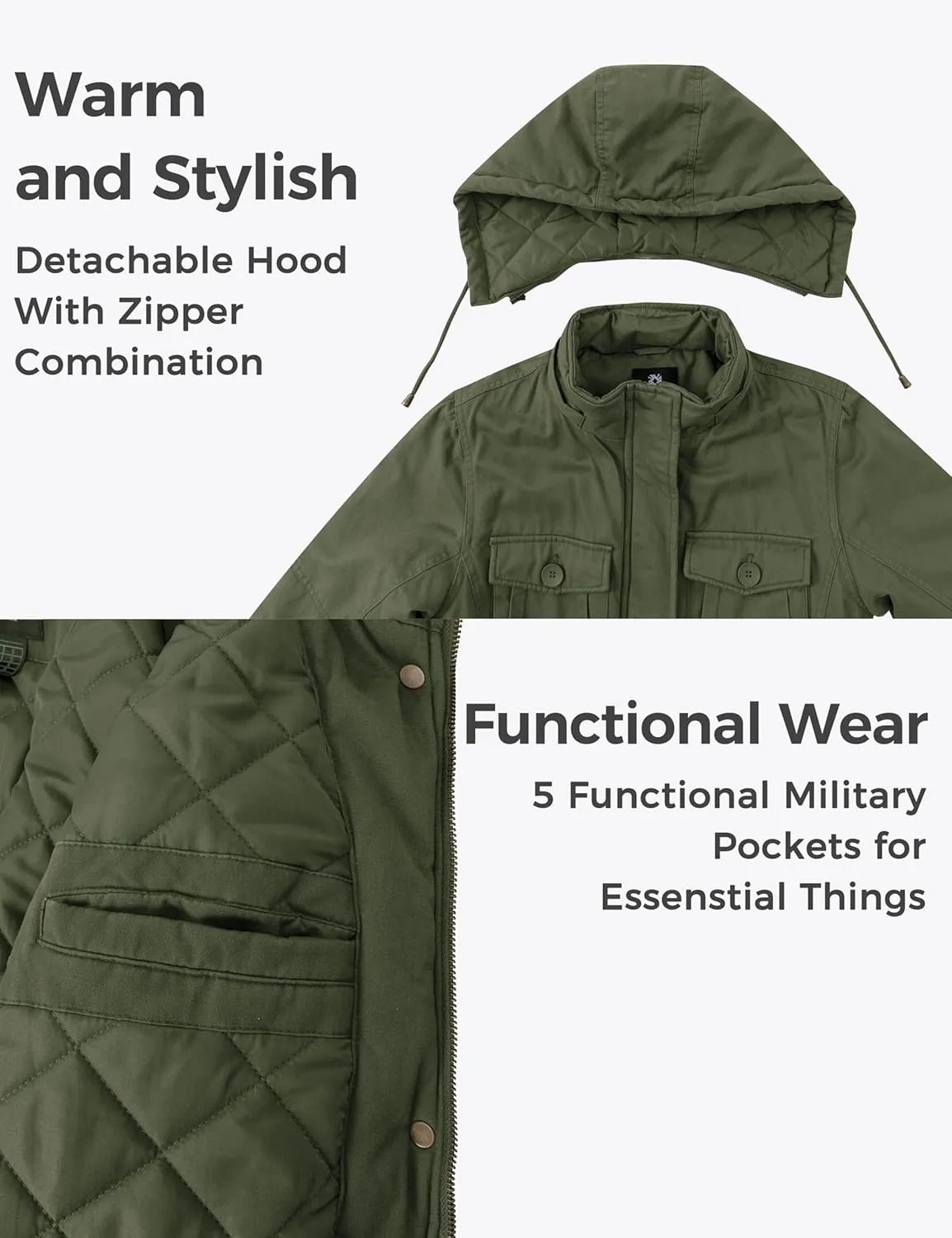 wantdo Women's Winter Parka Coat Sherpa Lined Warm Cotton Jacket with Removable Hood