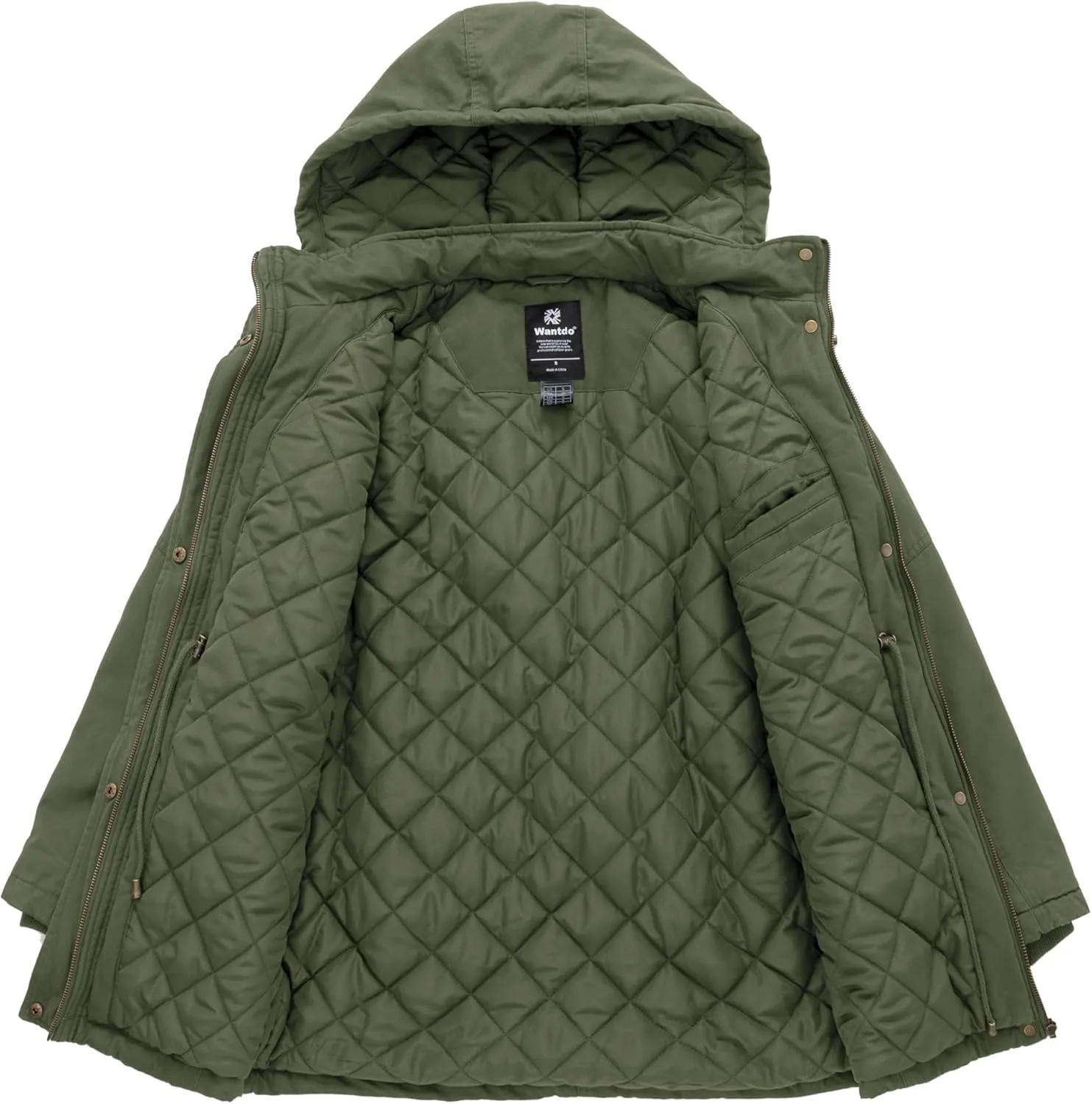 wantdo Women's Winter Parka Coat Sherpa Lined Warm Cotton Jacket with Removable Hood