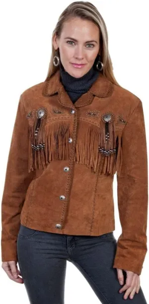Western Genuine Leather Suede Jacket Women Native American Boar Cowlady Beaded & Fringe Cowgirl Jacket Tassels
