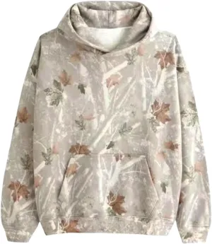 White Camo Hoodie Womens Maple Leaf Print Sweatshirt for Women Trendy Oversized Fleece Hoodies Pullover with Pockets
