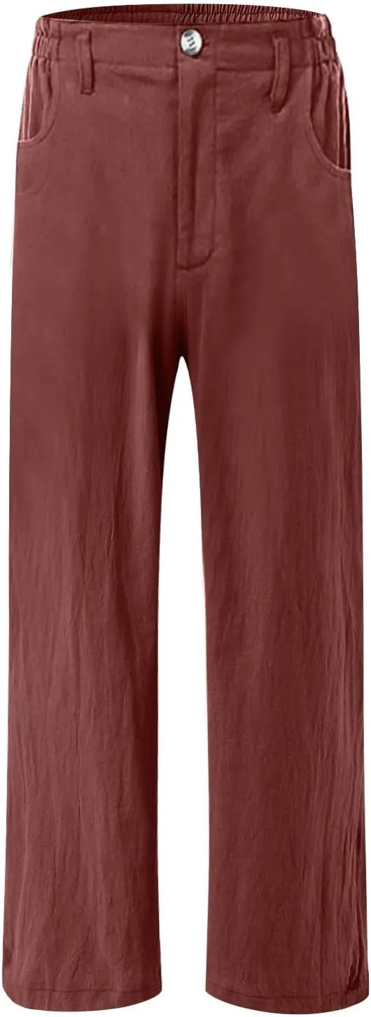 Wide Leg Dress Pants for Women Business Casual High Waisted Linen Palazzo Pants Casual Summer Work Trousers w/Pockets