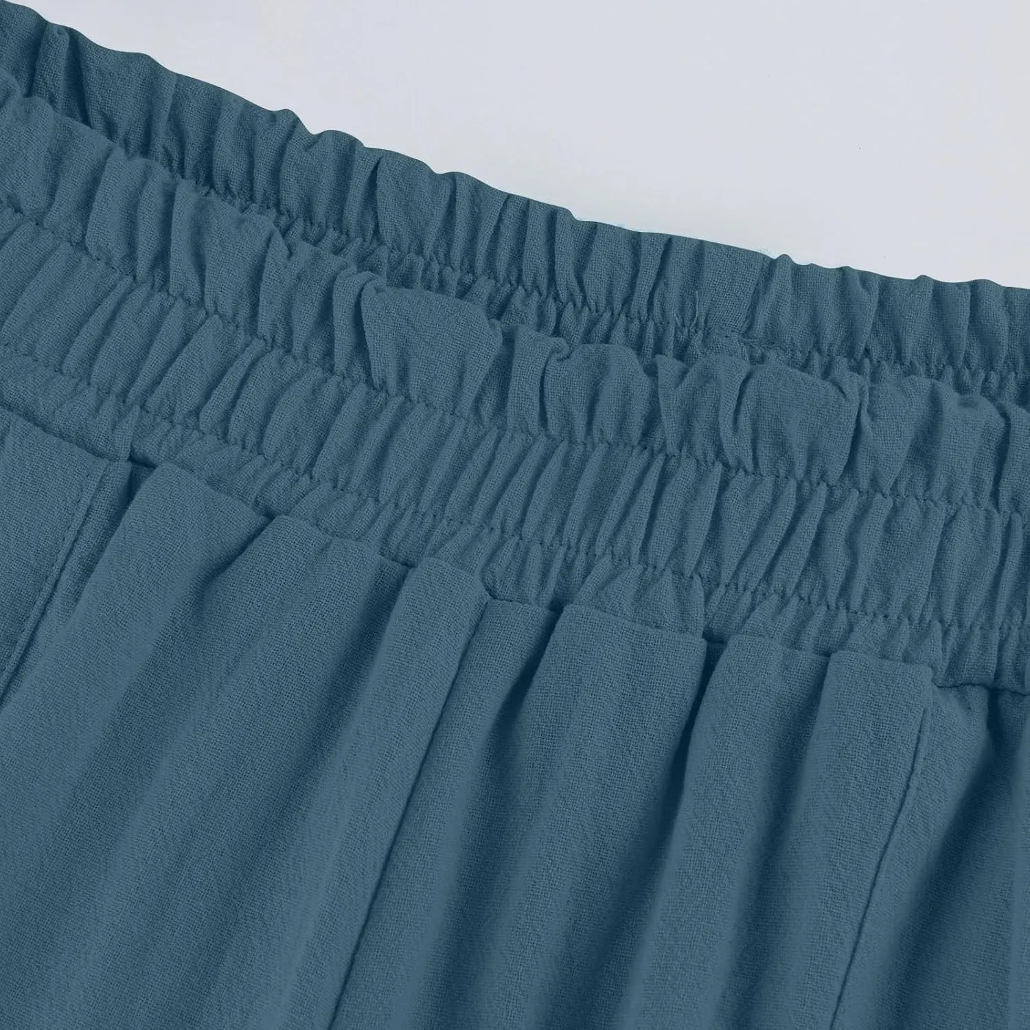 Wide Leg Linen Pants for Women Summer Palazzo Flowy Capri Palazzo Flowy Pants Casual High Waist Trousers with Pockets